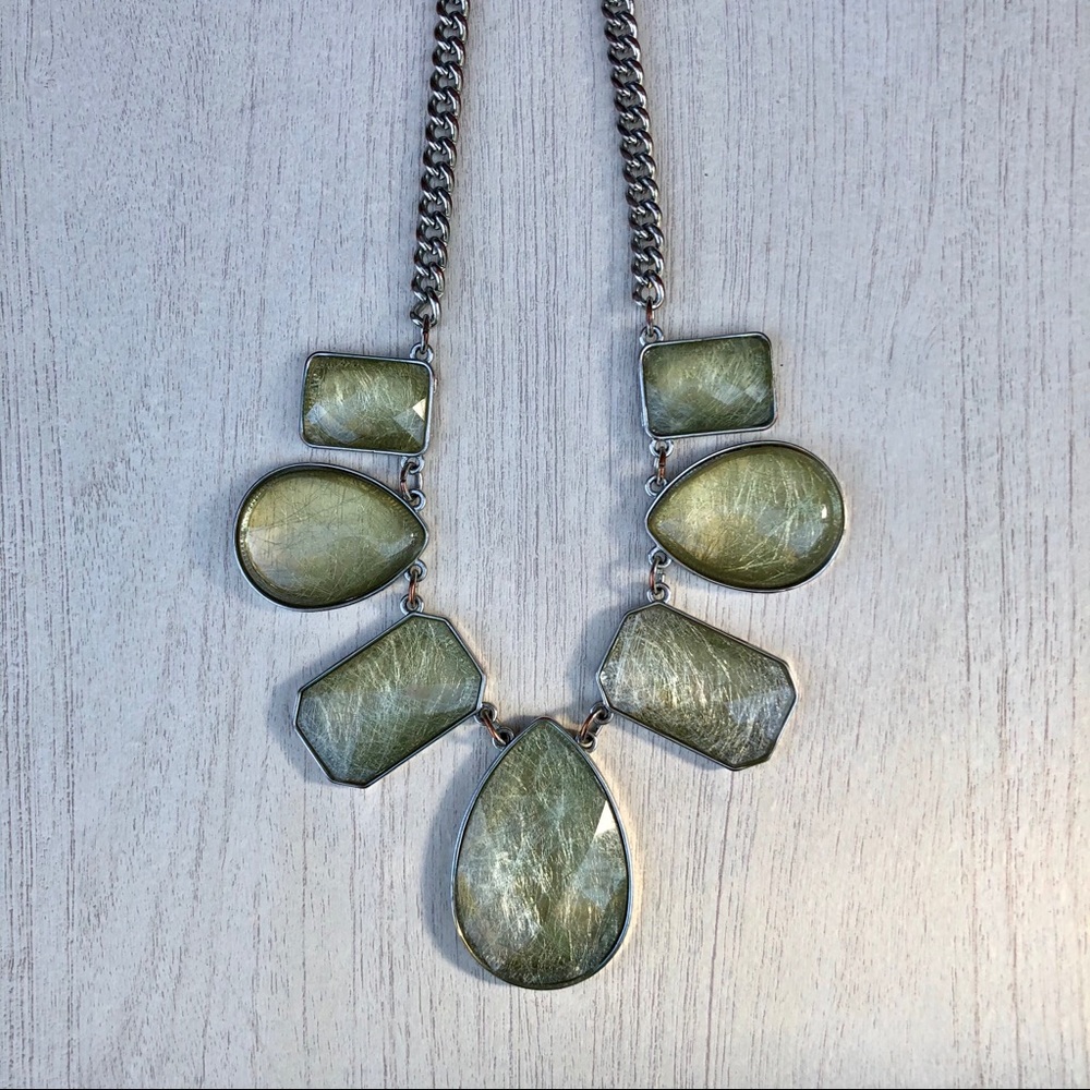 Large Neutral Gem Statement Necklace - image 5